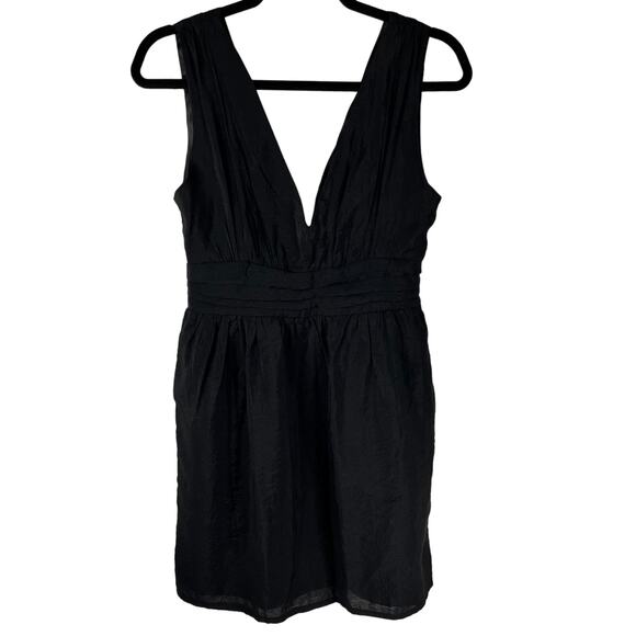 Paraella Dress Medium Blk Deep V Neck & Back Lined Side Zip Mini Y2K Minimalist - Picture 1 of 7